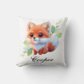 Coussin Joli bébé renard Forêt bois amis botanique (Recto)