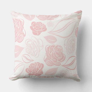 Coussin Joli Blanc et Rose Gold Rose et Feuille