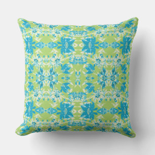 Coussin Joli bleu vert transparent lièvre floral
