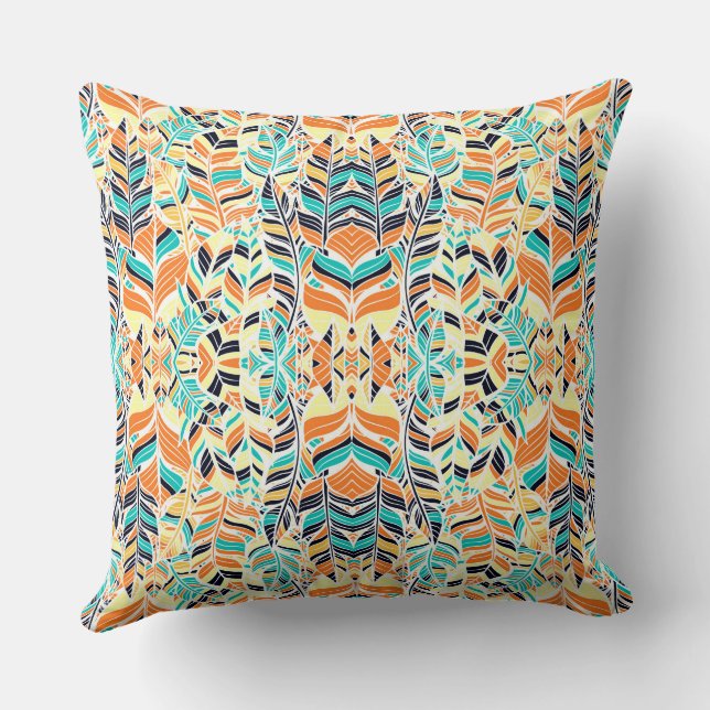 Coussin Joli boho coloré feuille motif (Verso)