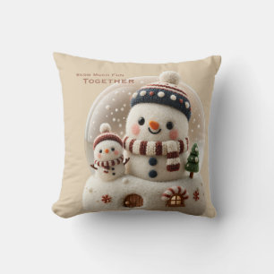 Coussin Joli Bonhomme de Neige en Feutrage à Aiguille dans