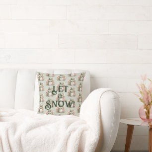 Coussin Joli bonhomme de neige laissez-le neiger Noël