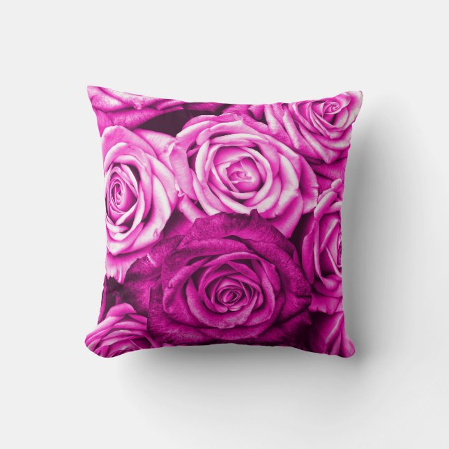 Coussin Joli Bouquet de fleurs de roses rose Magenta (Recto)