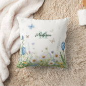 Coussin Joli bouquet de fleurs sauvages de printemps vert (Couverture)