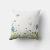 Coussin Joli bouquet de fleurs sauvages de printemps vert (Verso)