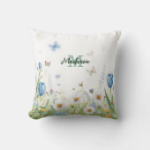 Coussin Joli bouquet de fleurs sauvages de printemps vert (Recto)