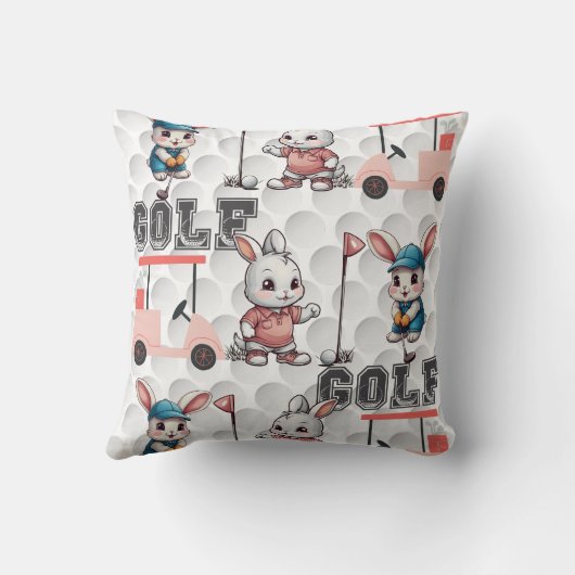 Coussin Joli Bunny Jouer Golf Imprimer (Verso)