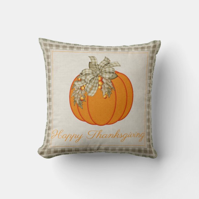 Coussin Joli carreau D3 de bon thanksgiving de citrouille (Recto)