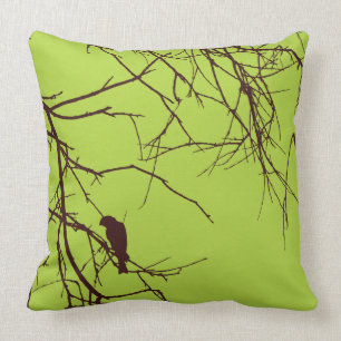 Coussin Joli carreau de brun de vert d'oiseau