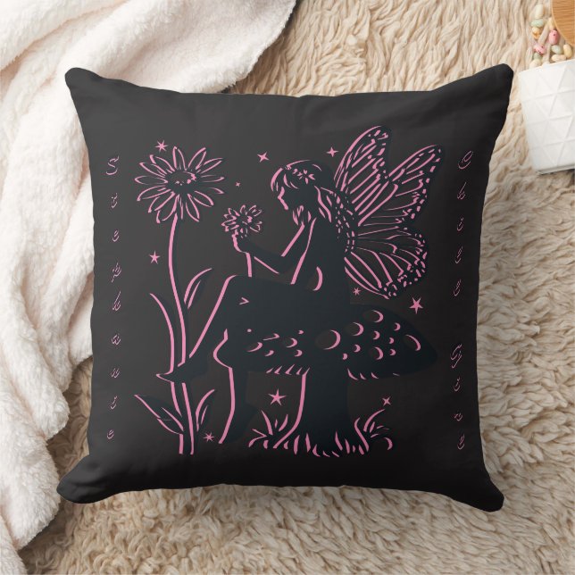 Coussin Joli champignon de fée et fille cool fleur (Couverture)