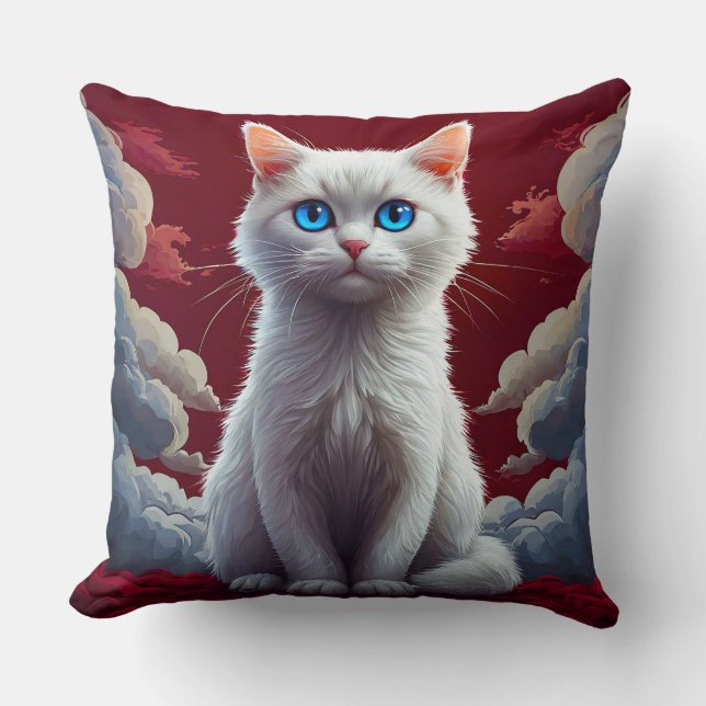 Coussin Joli Chat Blanc (Recto)