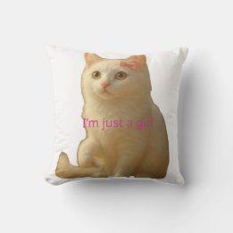 Coussin Joli Chat Blanc Coquette Je Suis Qu'une Fille Ruba