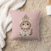 Coussin Joli Chat Chéri avec un Nœud Bébé (Couverture)