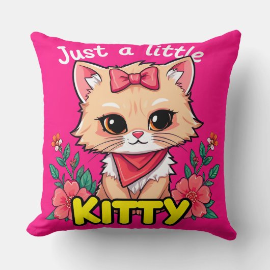 Coussin Joli Chat de Dessin Animé Sourit (Recto)