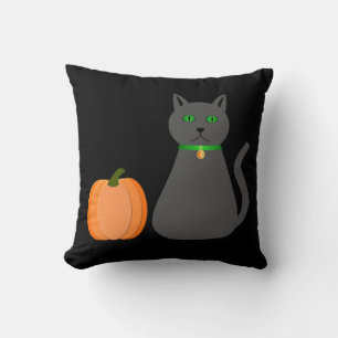 Coussin Joli chat d'Halloween et citrouille