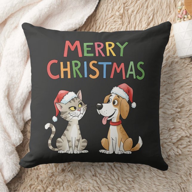 Coussin Joli chat et chien de Noël (Couverture)