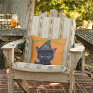 Coussin Joli chat noir d'Halloween drôle