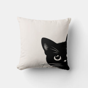 Coussin Joli Chat Noir qui Regarde