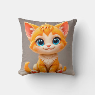Coussin Joli Chat Orange Dessin Animé