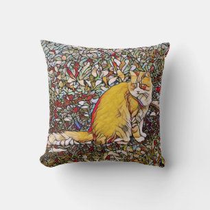 Coussin Joli chat roux pour une promenade