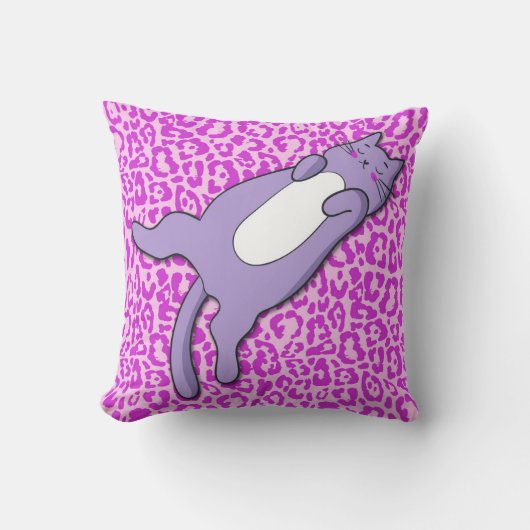 Coussin Joli Chat Violet Endormi (Recto)