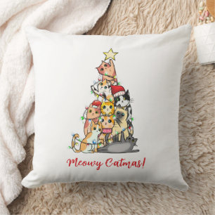 Coussin Joli Chatmas des Chats Mignons Arbre de Noël