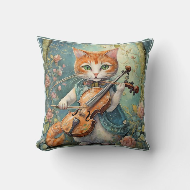 Coussin Joli chaton jouant du violon (Recto)