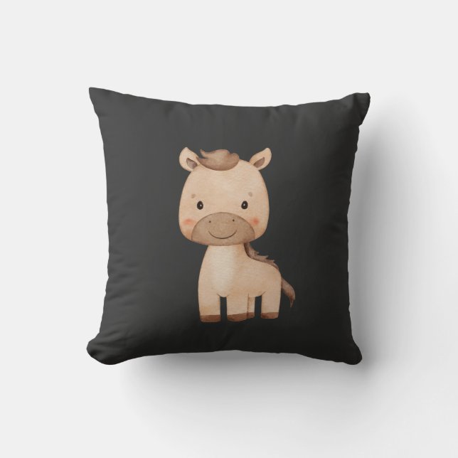Coussin Joli cheval noir  (Recto)