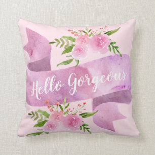 Coussin Joli Chic Floral Rose Pâle Bonjour Magnifique