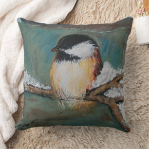 Coussin Joli chickadee noir