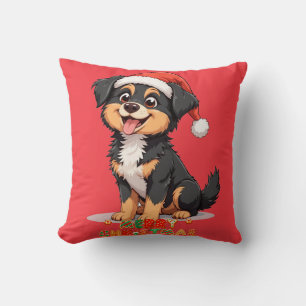 Coussin Joli chien de dessin animé portant un chapeau de P