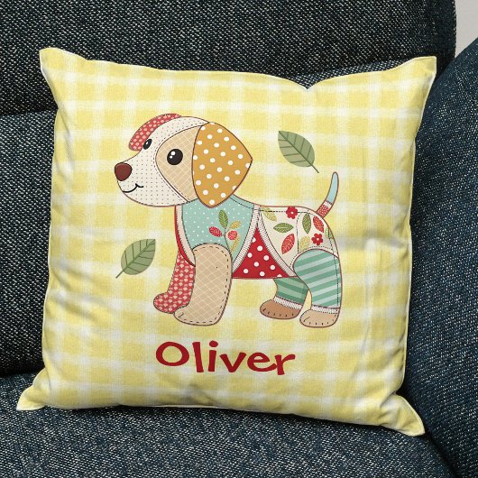 Coussin Joli Chien Patchwork