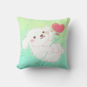 Coussin Joli chiot avec ballon en forme de cœur