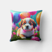 Coussin Joli chiot avec ballons (Verso)