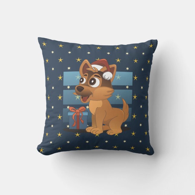 Coussin Joli chiot berger allemand Cartoon Nuit étoilée (Recto)