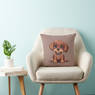 Coussin Joli chiot brun