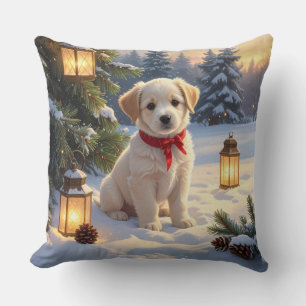 Coussin Joli chiot dans la neige