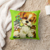 Coussin joli chiot et chatons souriants imprimer (Couverture)