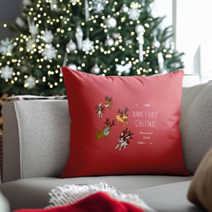 Coussin Joli chiot renne premier Noël de bébé