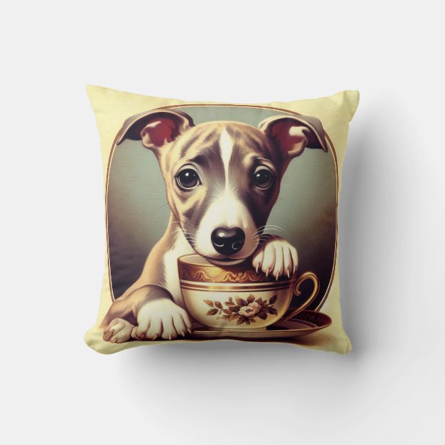 Coussin Joli chiot Whippet (Recto)