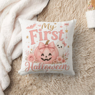 Coussin Joli Citrouille Rose 1er Halloween