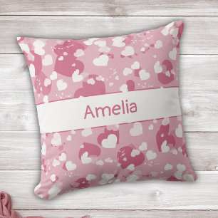 Coussin Joli Coeur d'Amour Rose Personnalisé