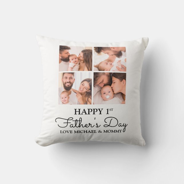 Coussin Joli collage de photos moderne Joyeuse première fê (Recto)