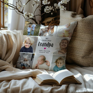Coussin Joli collage photo 'Nous t'aimons Papy'