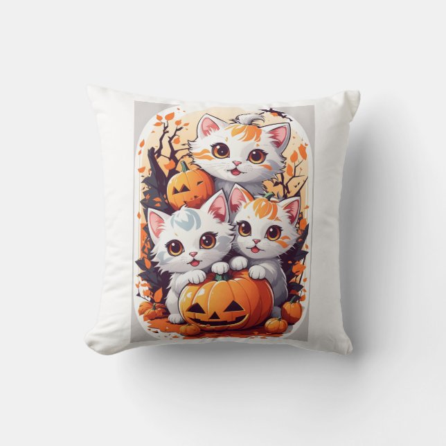 Coussin Joli collier pour chatons d'Halloween - Identifica (Recto)