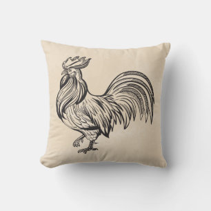 Coussin Joli coq de ferme bronzé beige