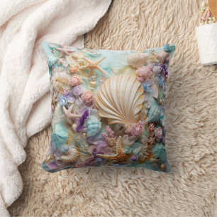 Coussin Joli coquillage de plage motif style maison