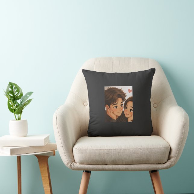 Coussin Joli Couple de Dessin Animé  (Chaise)