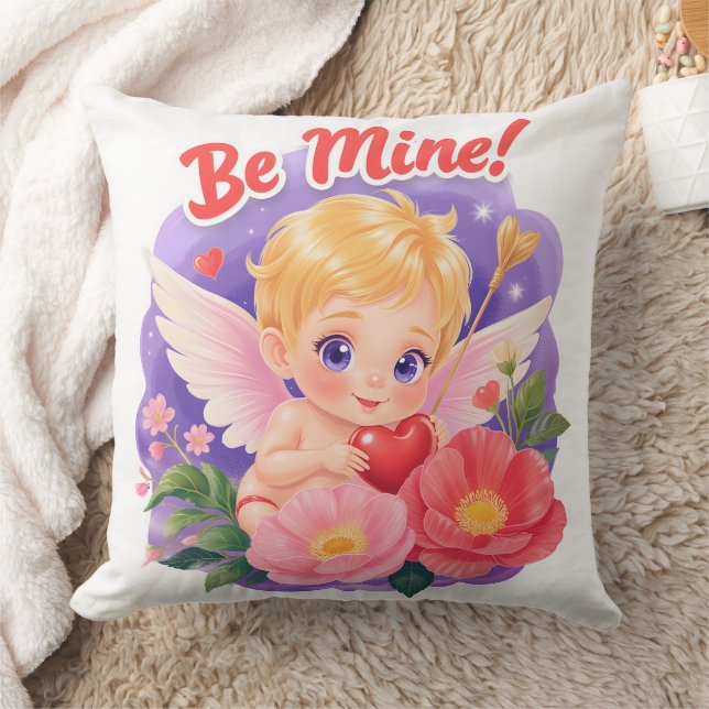 Coussin Joli Cupidon de la Saint-Valentin avec "Sois à moi (Couverture)