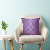 Coussin Joli Damassé Cœurs Lavande Violet (Chaise)